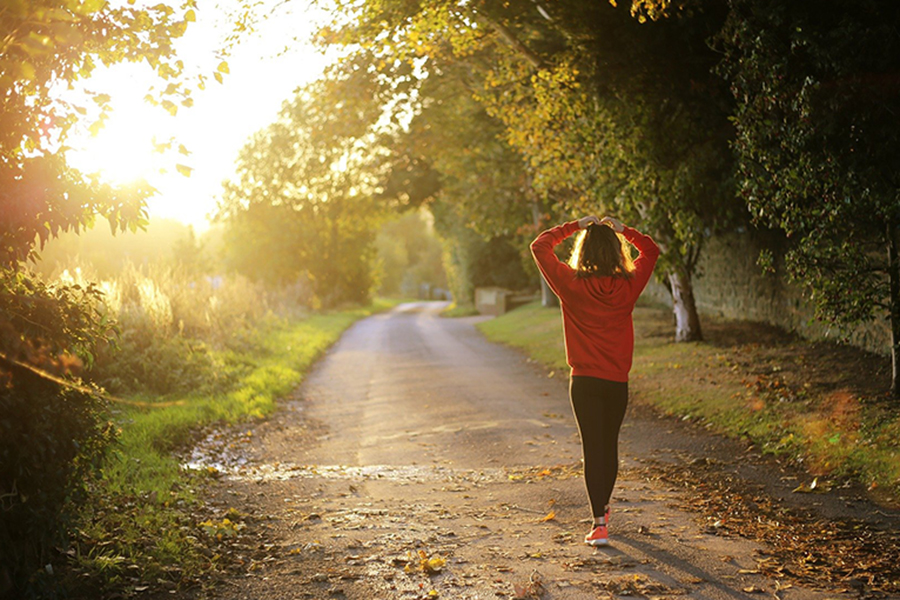 Scarpe da camminata su un sentiero